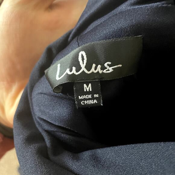 Lulu's Maxi Length Scoop Back Navy Blue Formal Gown Prom Dress Size Medium EUC - Picture 10 of 12